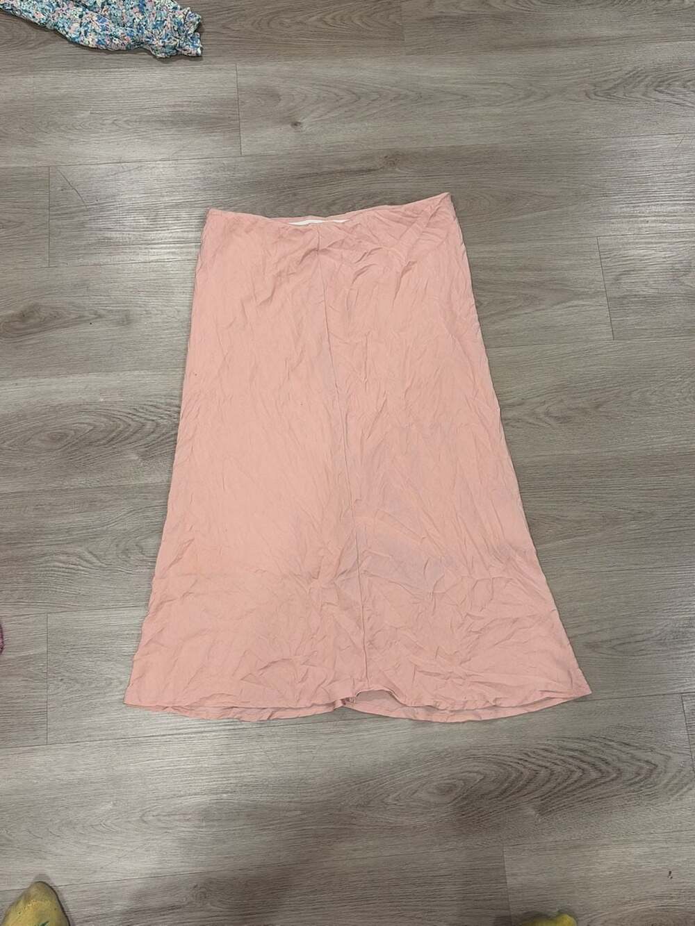 A New Day Midi Skirt Size L Pink Satin Slip Flowy